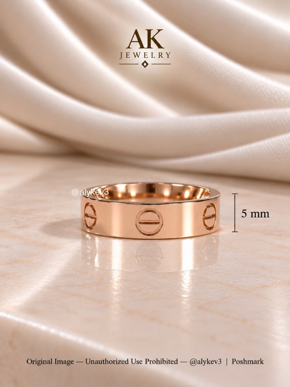 💎LUXURY 5mm Rose Gold Ring, Screw Motif With Screw Head Detail | AK Jewelry™